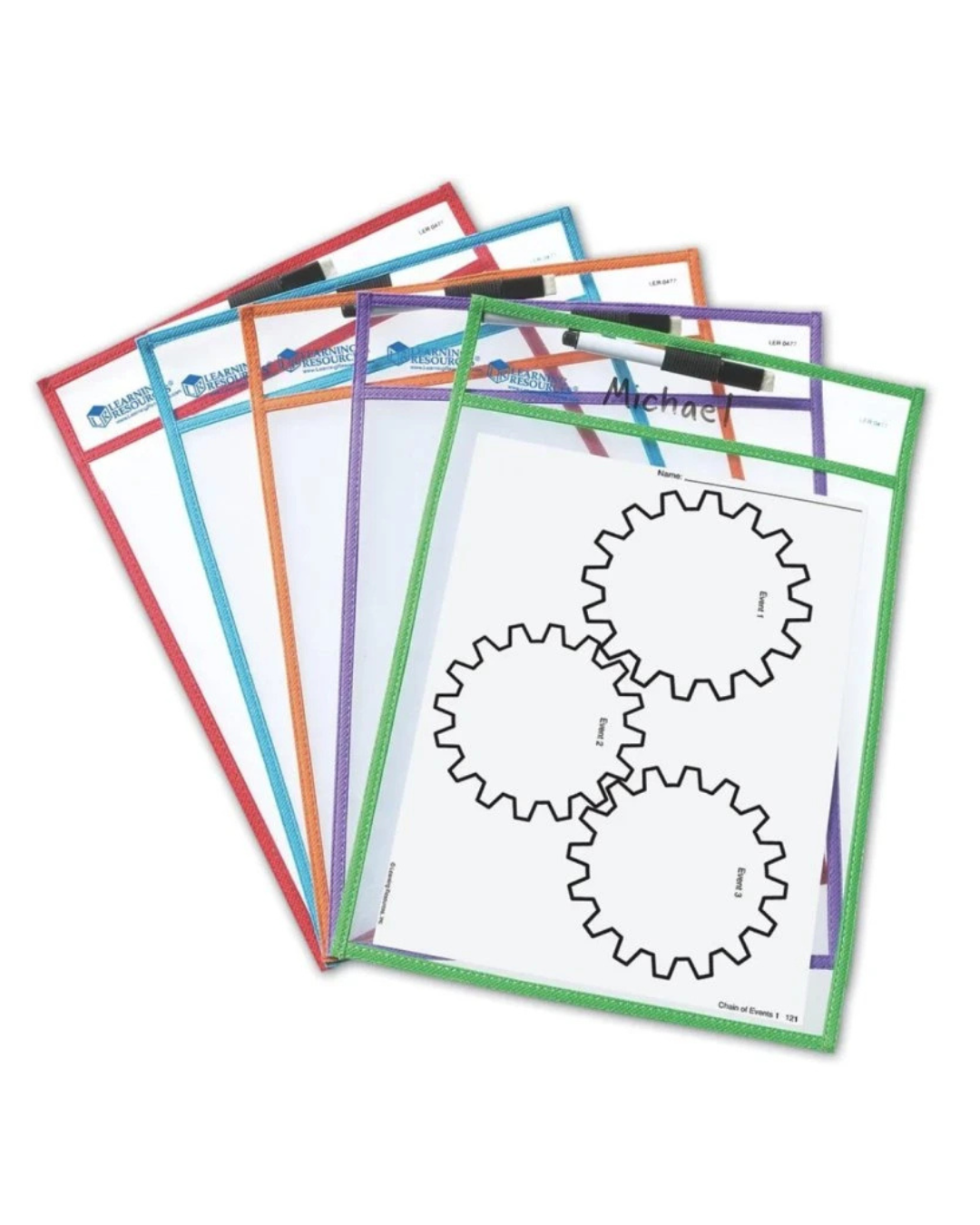 Learning Resources - Write & Wipe Pockets – kapsy na psaní a mazání A4 (5 ks) 1